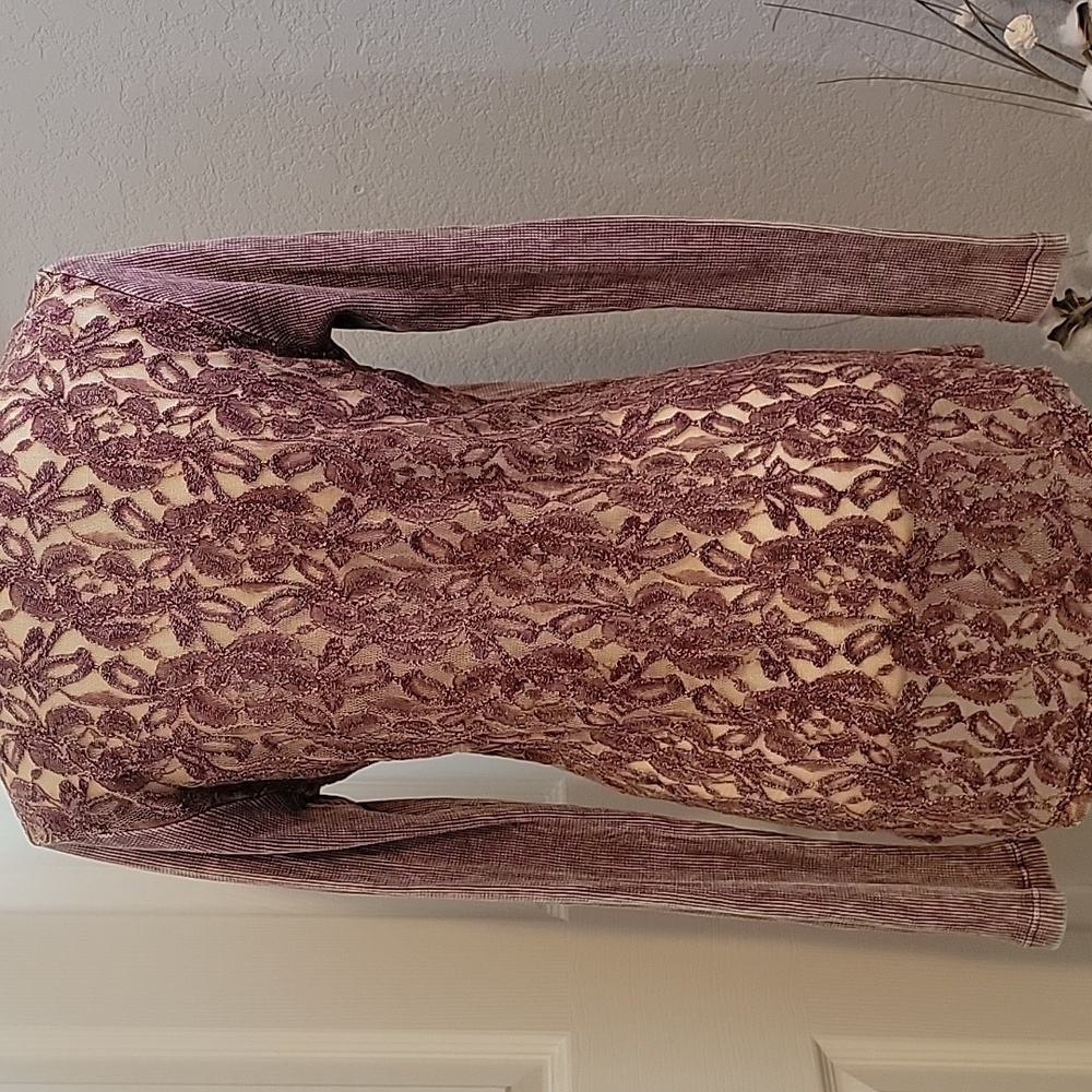 Daytrip Mauve-Purple Long Sleeve Embellished Tee - Picture 3 of 4